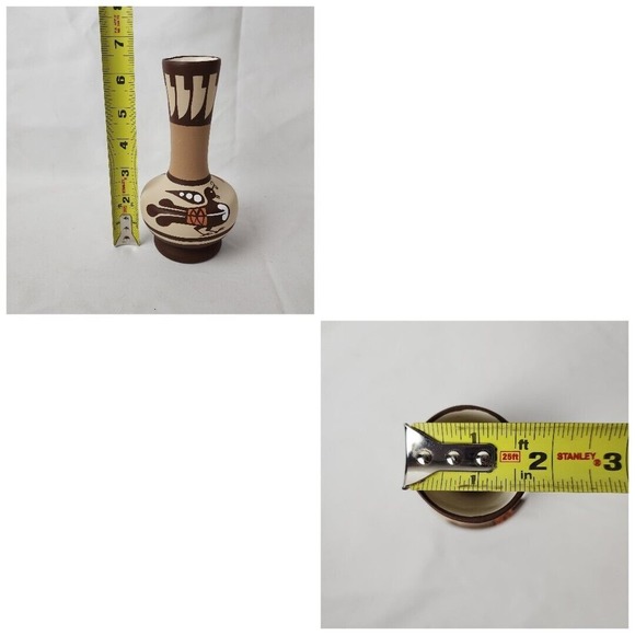 Vintage Hand Painted Vase Southwest Style with Native Inspired Spirit Bird Quail - Picture 2 of 9